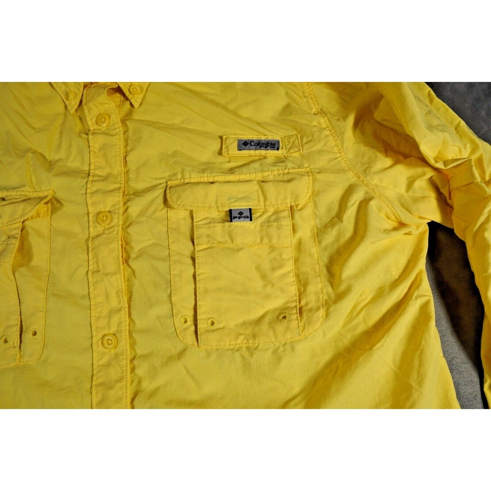 Columbia PFG Mens XL Yellow Shirt Fishing Outdoor Vented‎ Long Sleeve